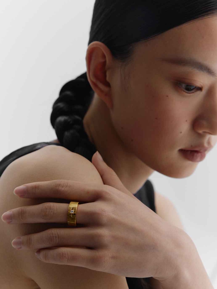 Gold Classic Satin Wide Ring