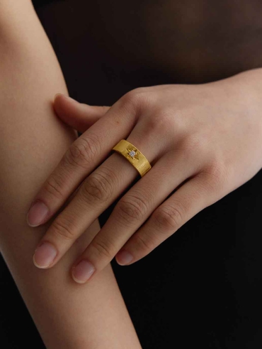 Gold Classic Satin Wide Ring