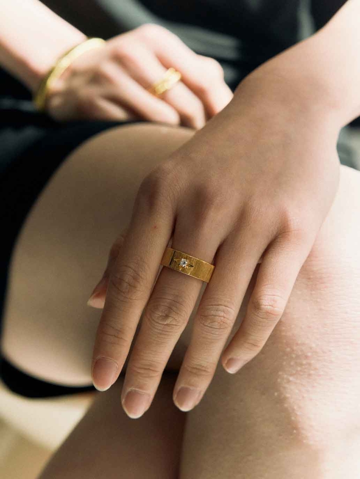 Gold Classic Satin Wide Ring