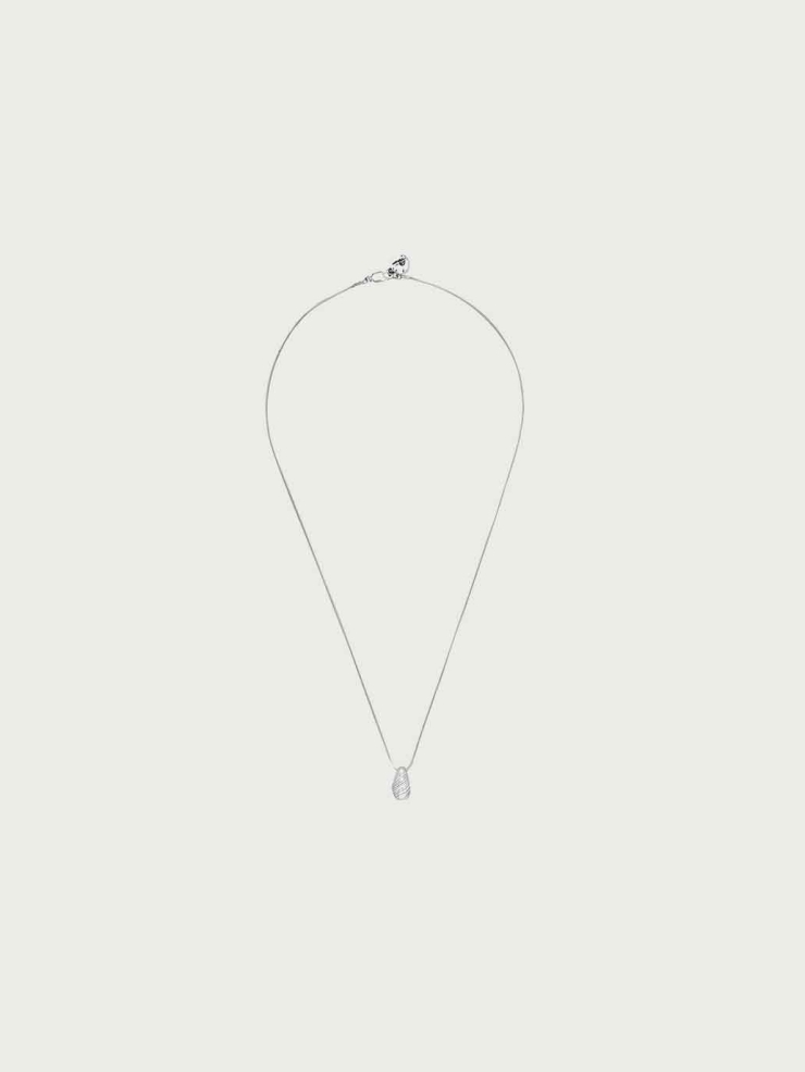 Silver Teardrop Oval Necklace