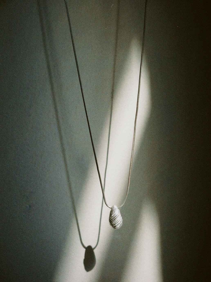 Silver Teardrop Oval Necklace