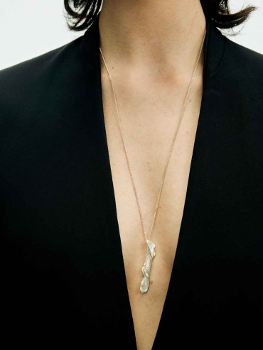 Silver Tree Line Diamond Necklace