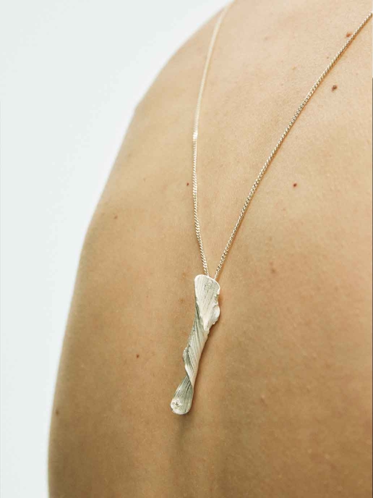 Silver Tree Line Diamond Necklace