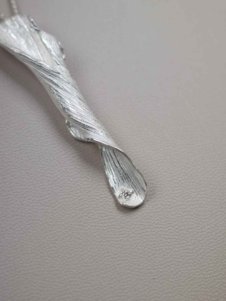 Silver Tree Line Diamond Necklace