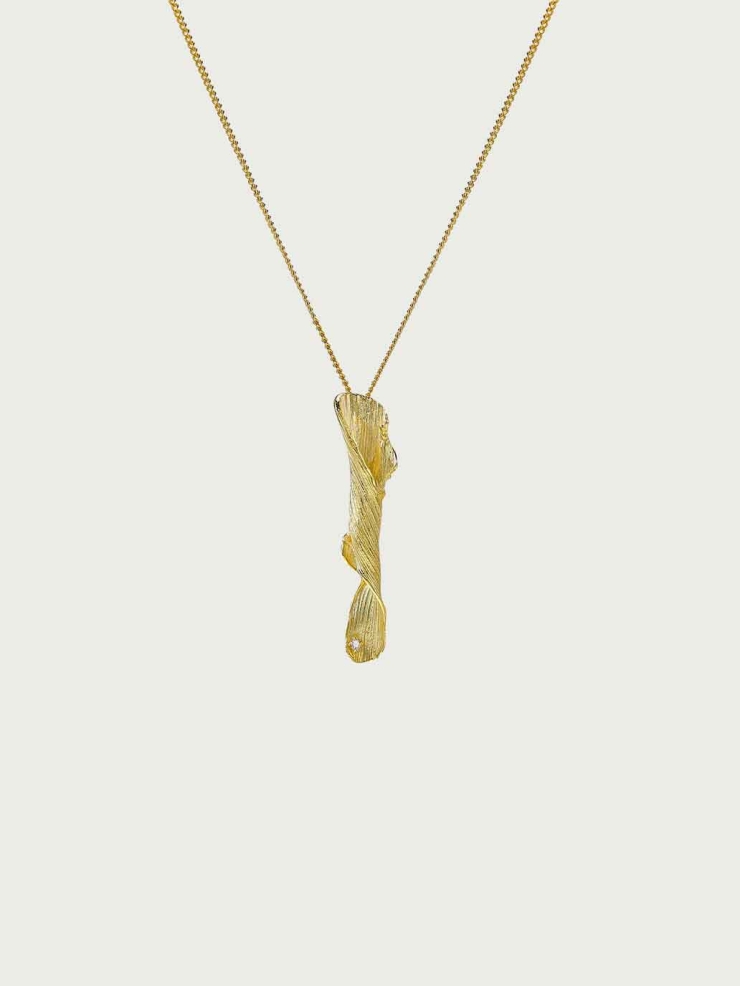 Gold Tree Line Diamond Necklace