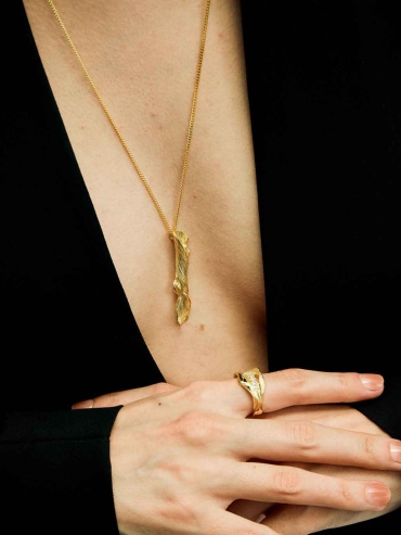 Gold Tree Line Diamond Necklace