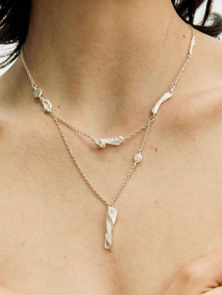 Silver Linear Segment Necklace