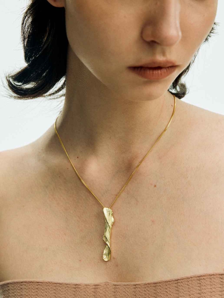 Gold Tree Line Diamond Necklace