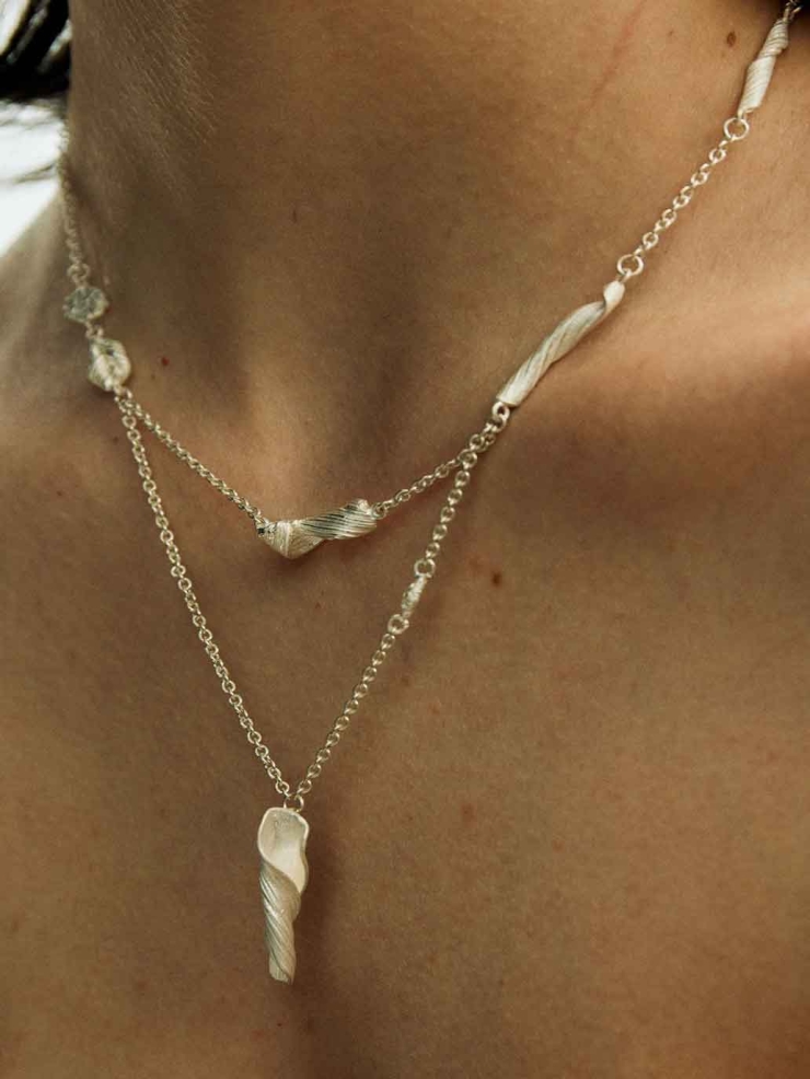 Silver Linear Segment Necklace