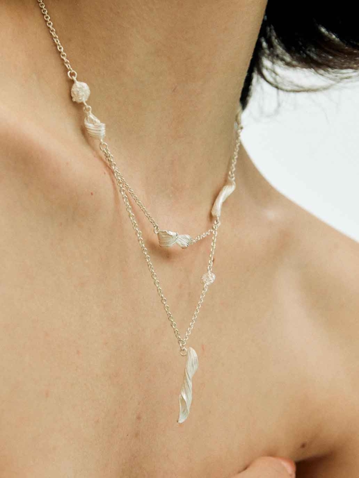 Silver Linear Segment Necklace