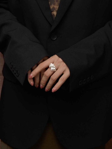 Satin 3D Flower Ring