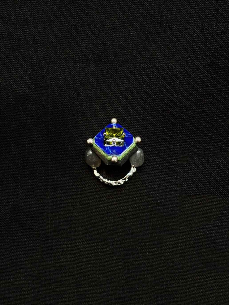 Royal Blue Rare Leather Hand-Cut Gemstone Ring