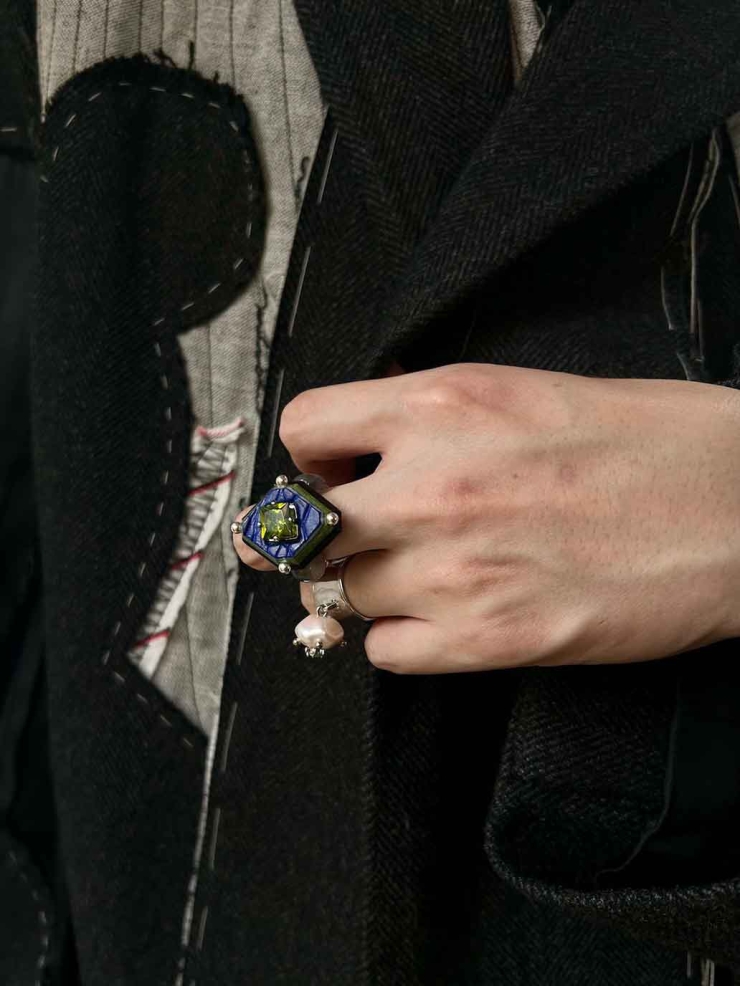 Royal Blue Rare Leather Hand-Cut Gemstone Ring