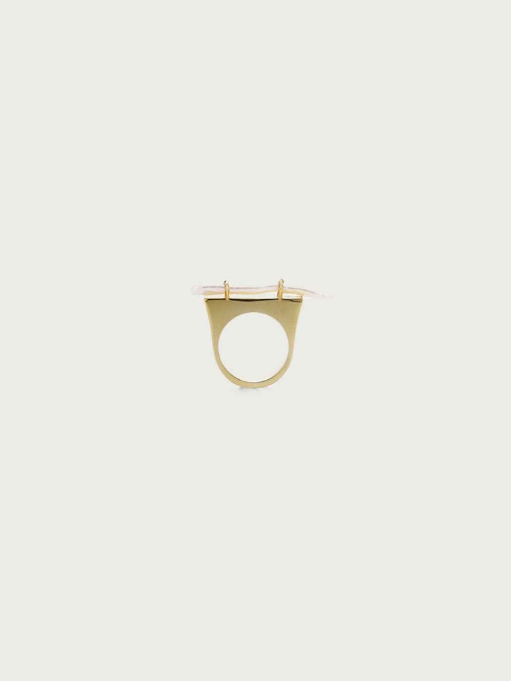Gold Floating Pearl Ring