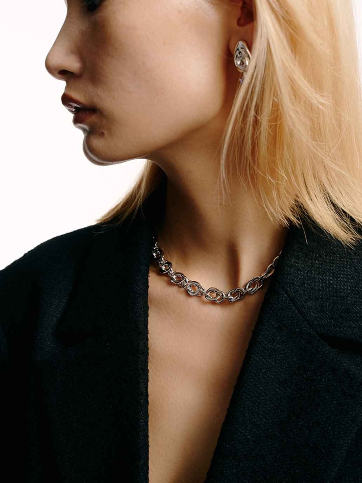 Silver Whirling Rock Pendant Necklace