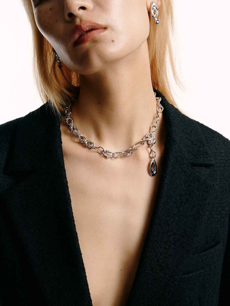 Silver Whirling Rock Pendant Necklace