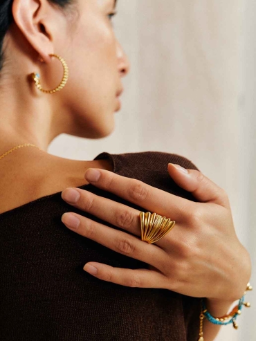 Gold Palm Leaf Ring