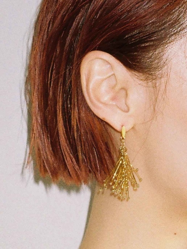 Gold Pine Needle Stud Earrings