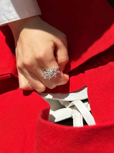 Silver Rain Pine Ring