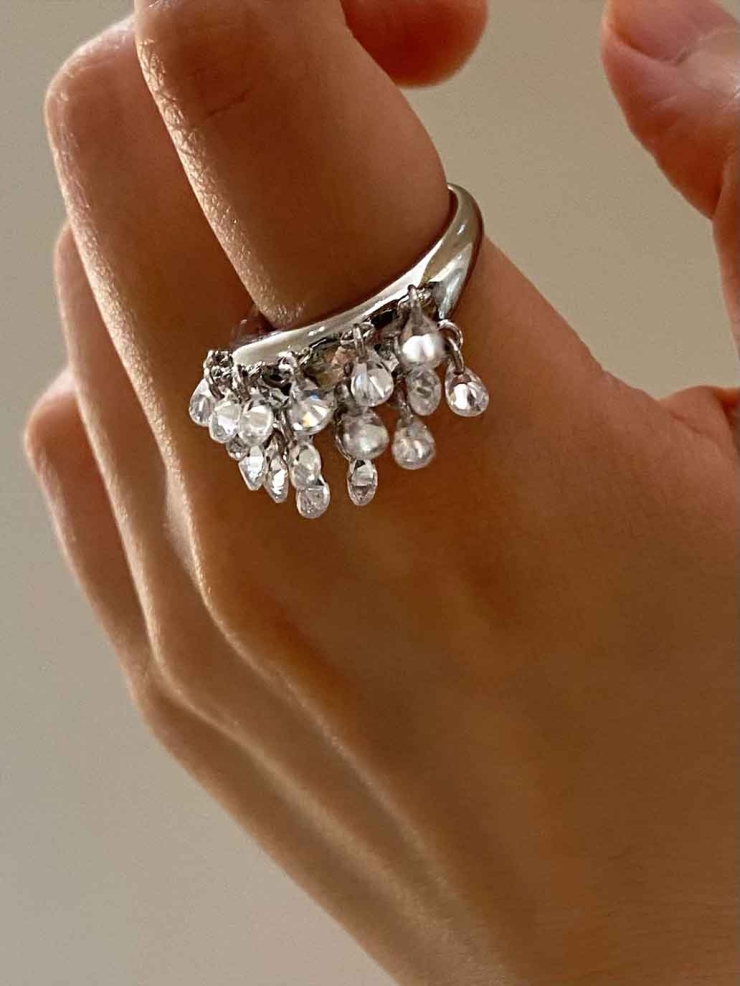 Silver Rain Pine Ring