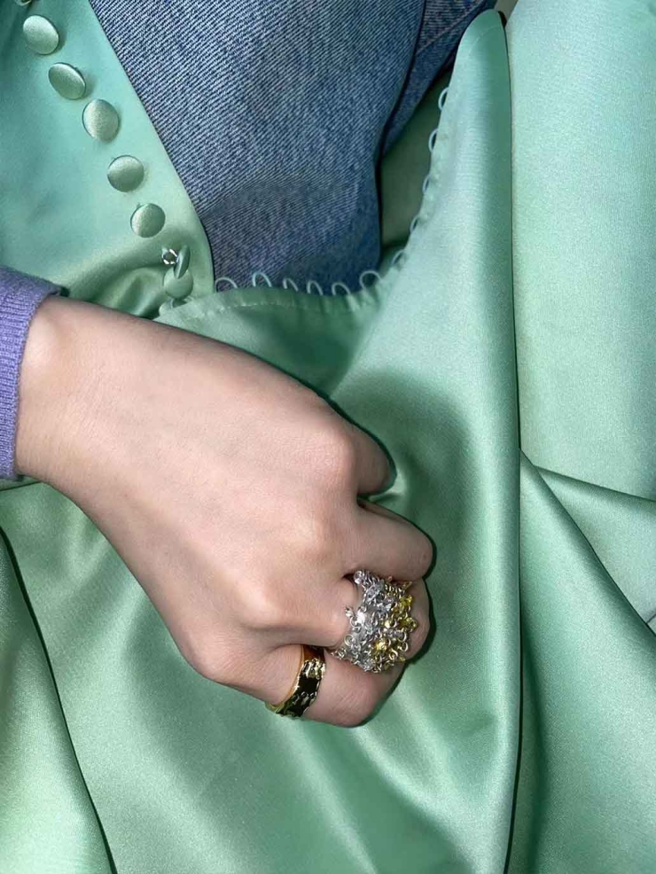 Silver Rain Pine Ring