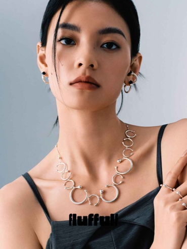 Silver Atomic Collision Statement Necklace