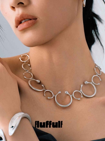 Silver Atomic Collision Statement Necklace