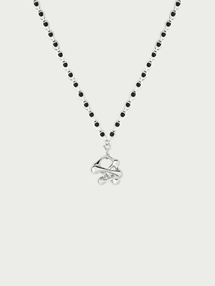 Silver Split Growing Irregular Sphere Necklace