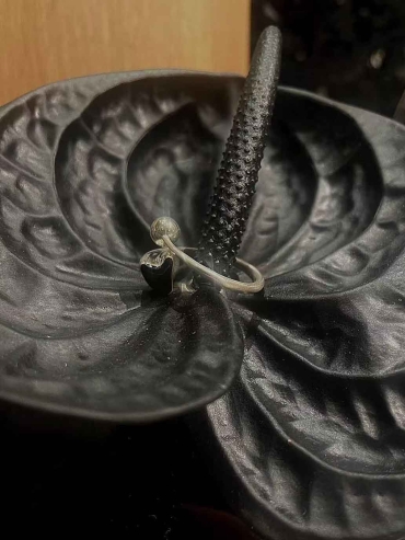 Silver Flowing Rotating Heart Cell Ring