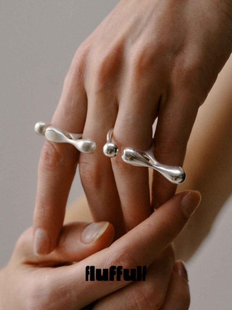 Silver Floating Split Double-Finger Ring