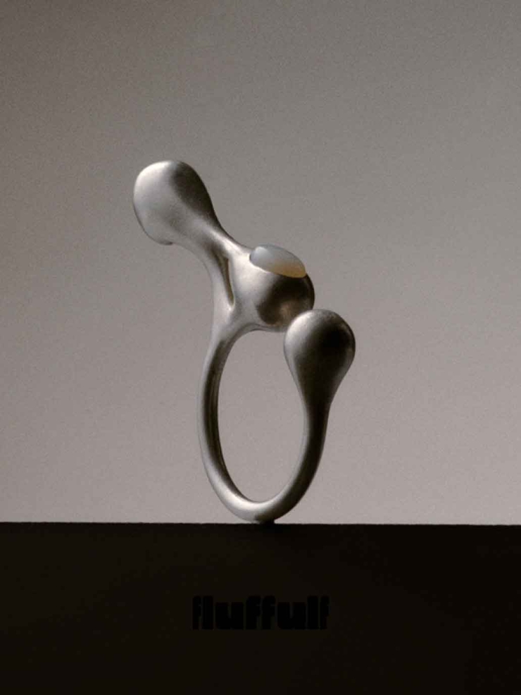 White Floating Split Stone Double-Finger Ring