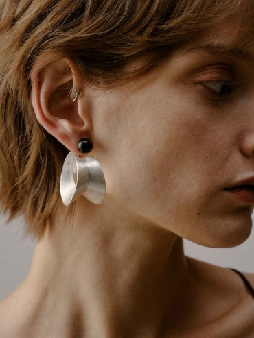 Silver Spiral Plate Earrings