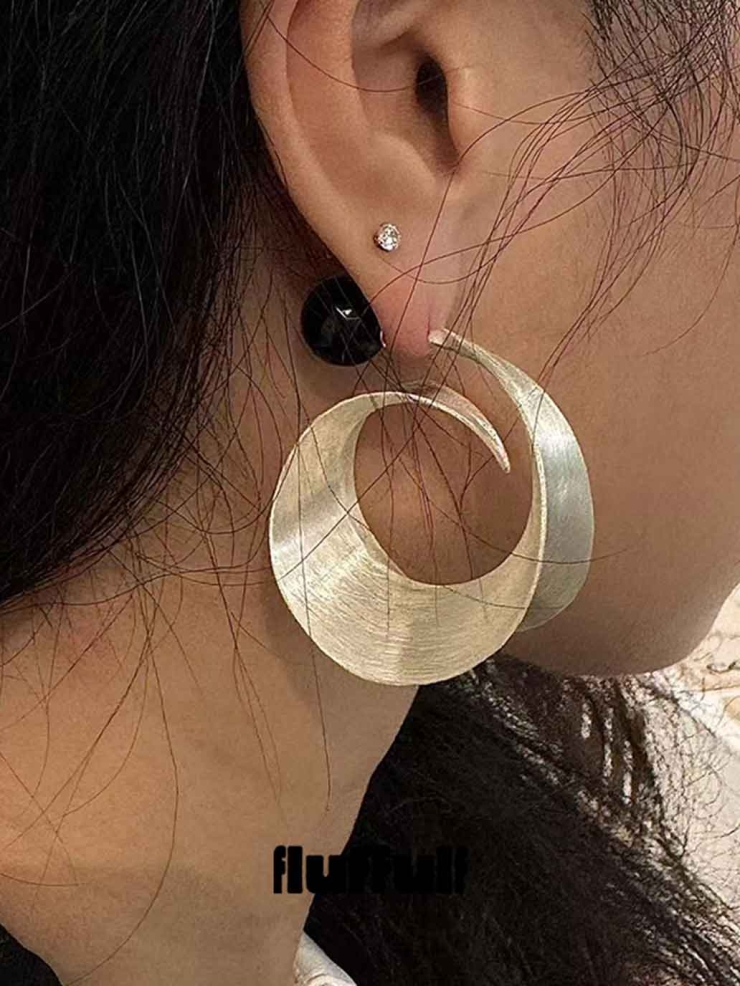 Silver Spiral Plate Earrings