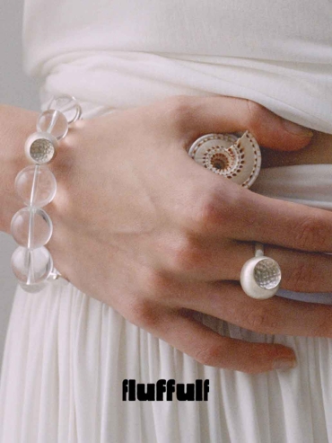 Silver Textured Soft Form Hemisphere Ring