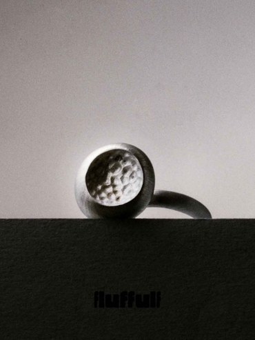 Silver Textured Soft Form Hemisphere Ring