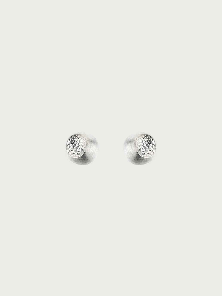 Silver Textured Soft Form Hemisphere Stud Earrings