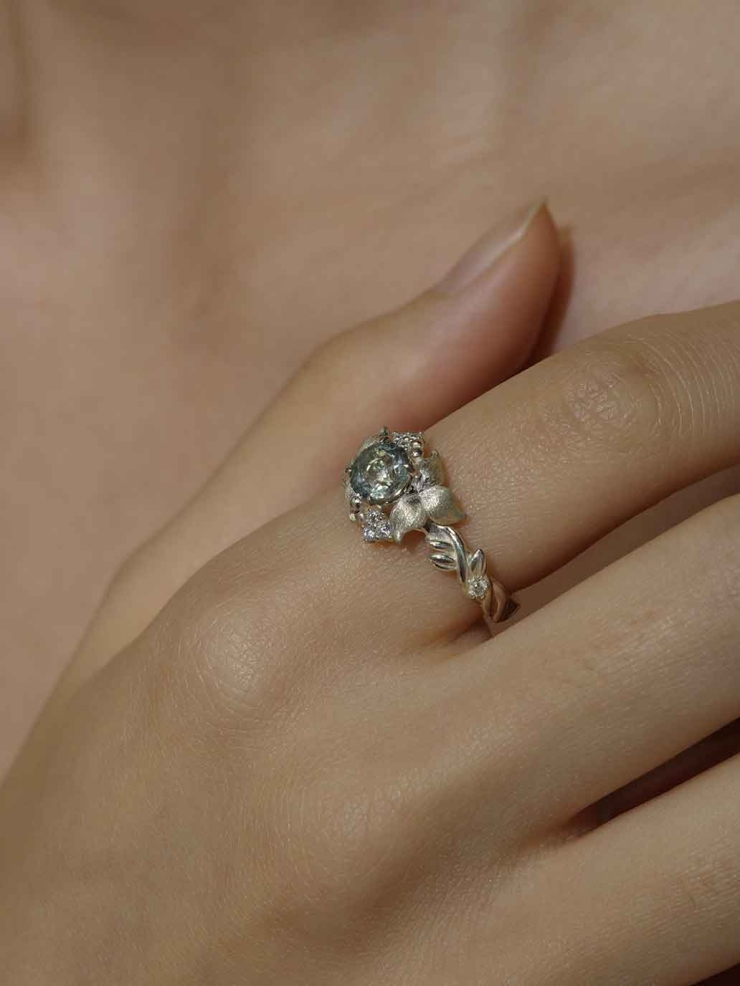 White Vining Floral Ring