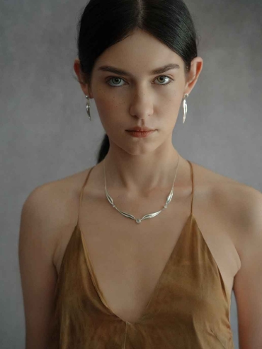 Silver Wind Leaf Necklace