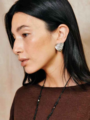 Silver Palm Leaf Stud Earrings