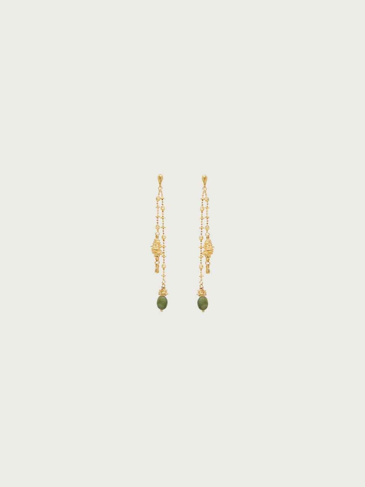 Gold Veiled Jade Earrings