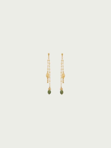 Gold Veiled Jade Earrings
