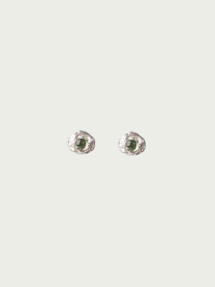 Silver Cloud Mist Peridot Stud Earrings