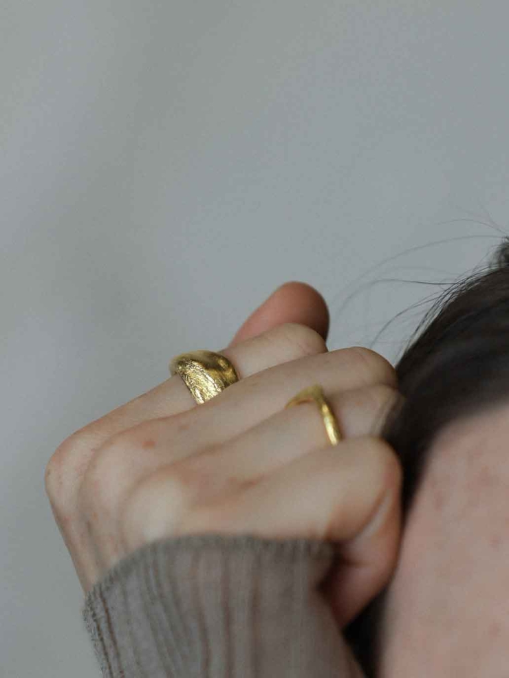Gold Cloud Mist Dome Ring