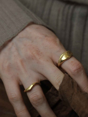 Gold Cloud Mist Dome Ring