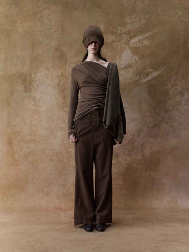 Khaki Asymmetric One-Shoulder Base Layer Top