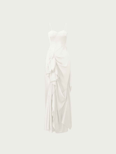Pleated Asymmetric Camisole Dress