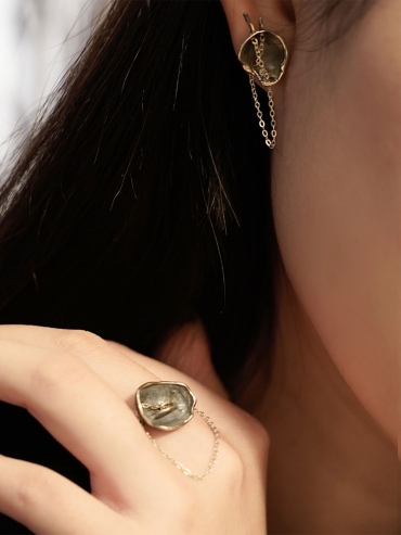 Black Eggshell Silver Earrings