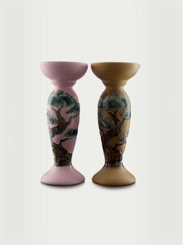 Pink embossed pine and cypress vase