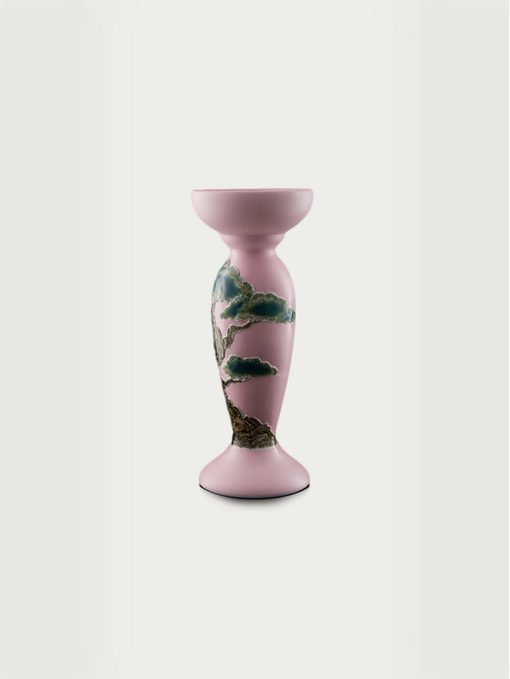 Pink embossed pine and cypress vase