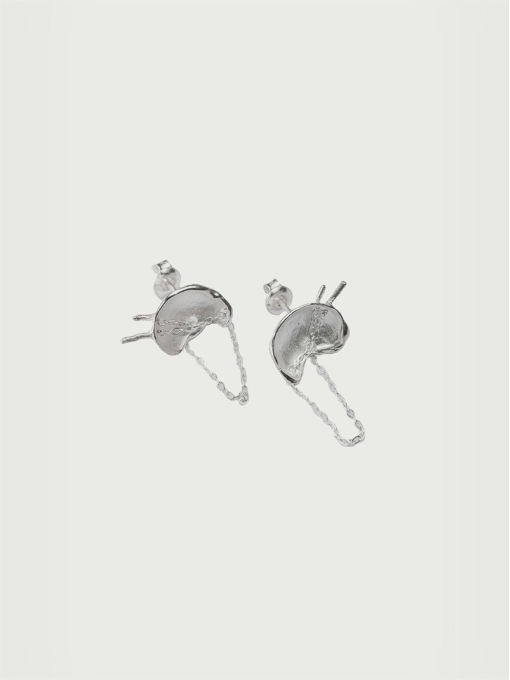 White Eggshell Silver Earrings
